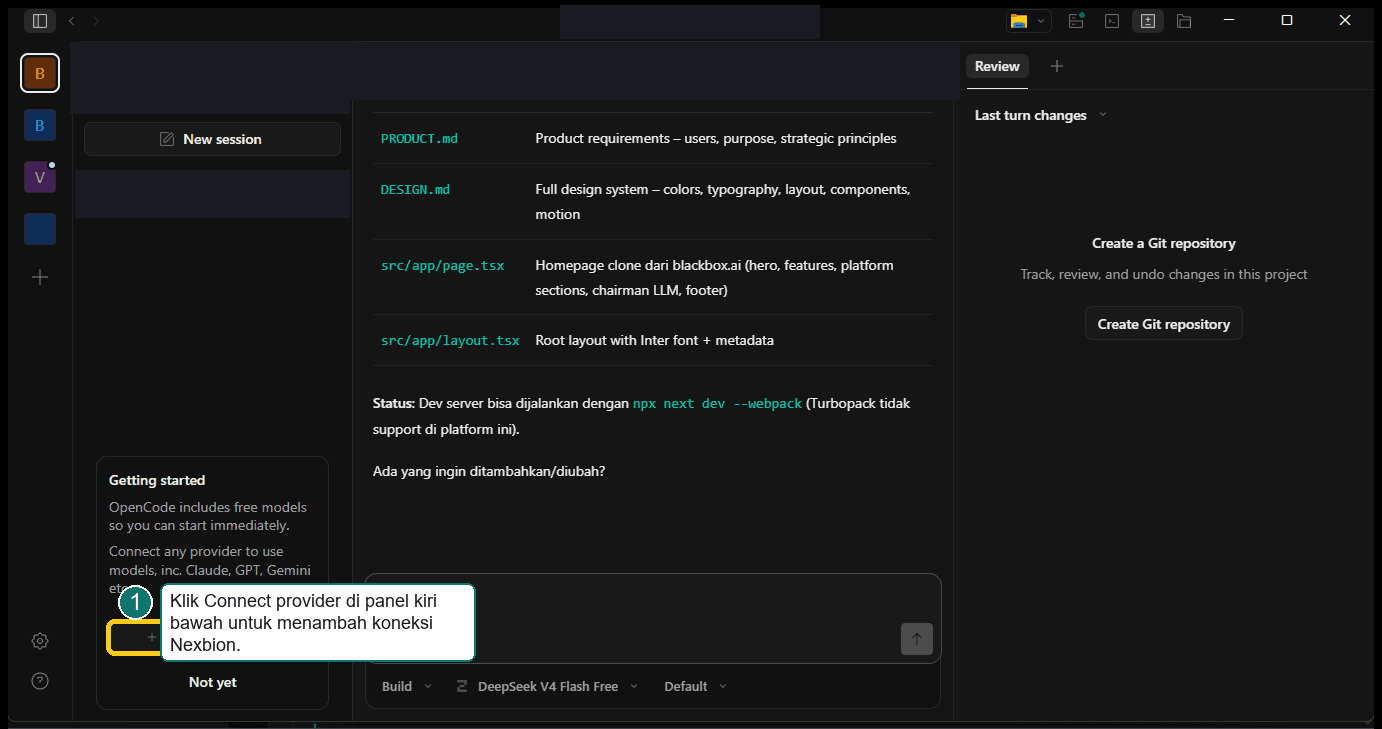 Open the Connect provider menu in OpenCode