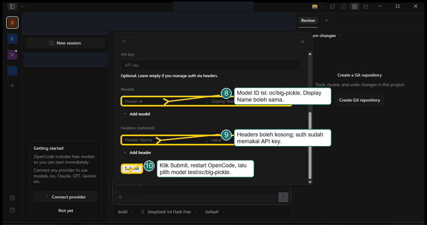 Add the model and save the provider